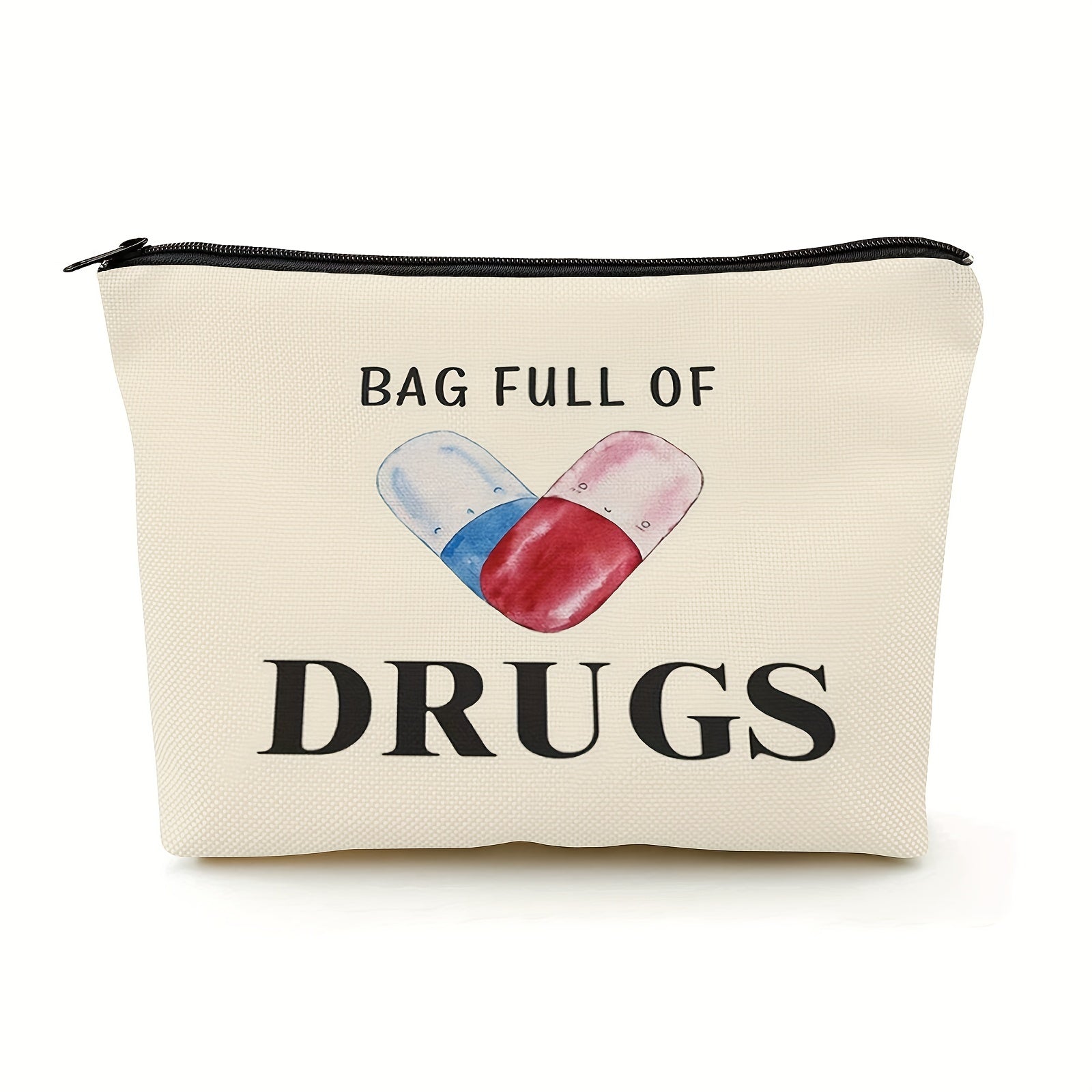 NP Makeup Cosmetic Bag Full of Drugs Funny Travel Zipper Pouch