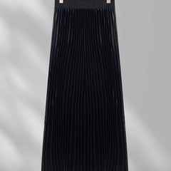 Pleated Maxi Skirt High Waist Casual Solid Color