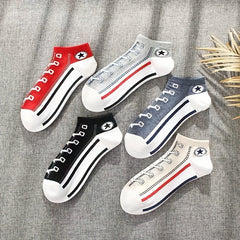 5 Pairs Funny Low Cut Canvas Shoes Socks Women's Stockings