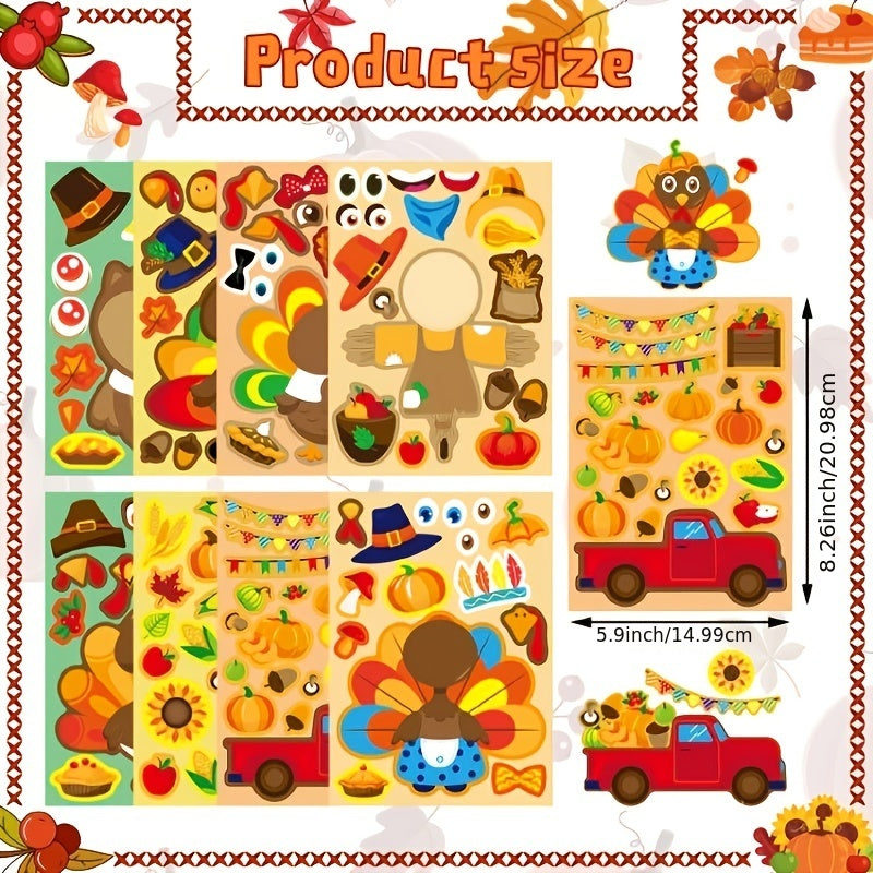 24pcs Thanksgiving Party Toy Stickers Turkey Sticker Set Activity
