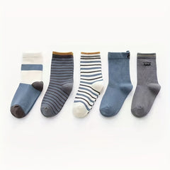 Boys Robot Pattern Striped Crew Socks for Autumn Winter