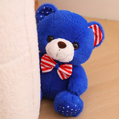 American Flag Teddy Bear Plush Toy Carnival Bow Tie Bear Gift