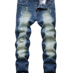 Men's Vintage Ripped Distressed Slim Straight Jeans