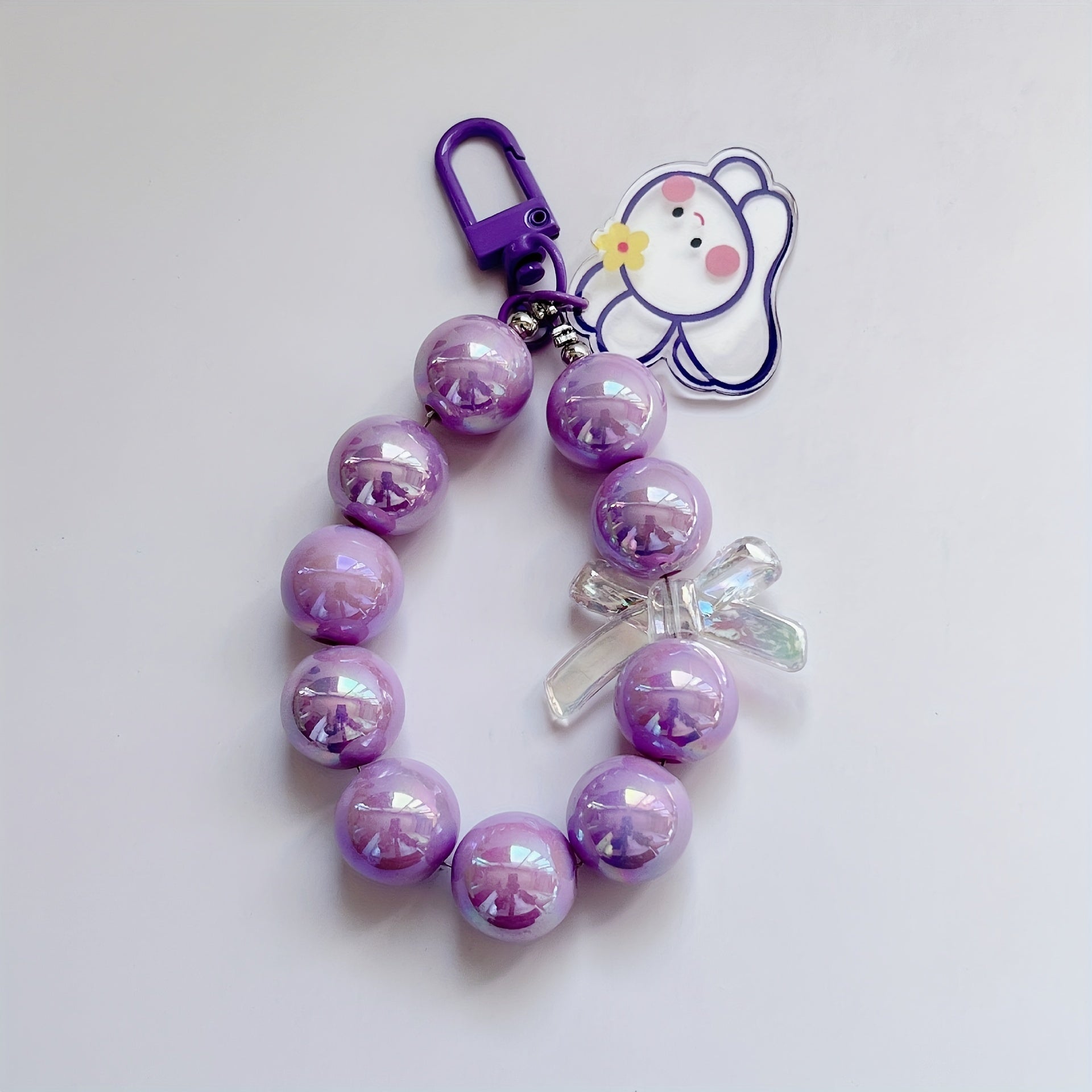 Kids Novelty Key Chain Beaded Little Rabbit Bear Pendant DIY Jewelry