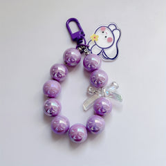 Kids Novelty Key Chain Beaded Little Rabbit Bear Pendant DIY Jewelry