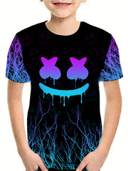 Boys' Breathable 3D Smile Graphic Tee for Summer