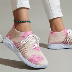 Women's Flower Pattern Lace up Front Sporty Running Shoes