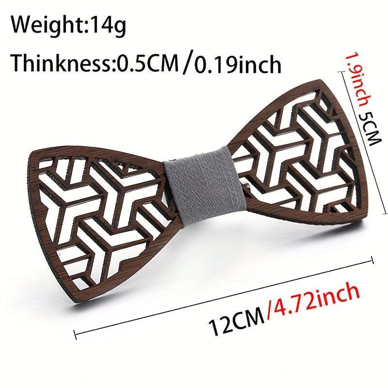 Dark Floral Wood Bowtie Unisex Carved Wooden Neck Ties for Wedding