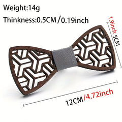 Dark Floral Wood Bowtie Unisex Carved Wooden Neck Ties for Wedding