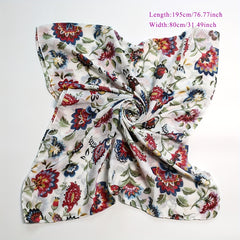 Flower Print Long Scarf Casual Shawl Windproof Head Wrap