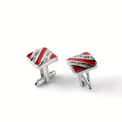 Striped Inlaid Faux Diamond Shirt Cufflinks For Men