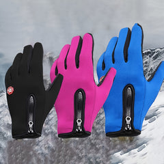 Warm Fleece Cycling Gloves with Touch Screen, Zipper - Outdoor Activities