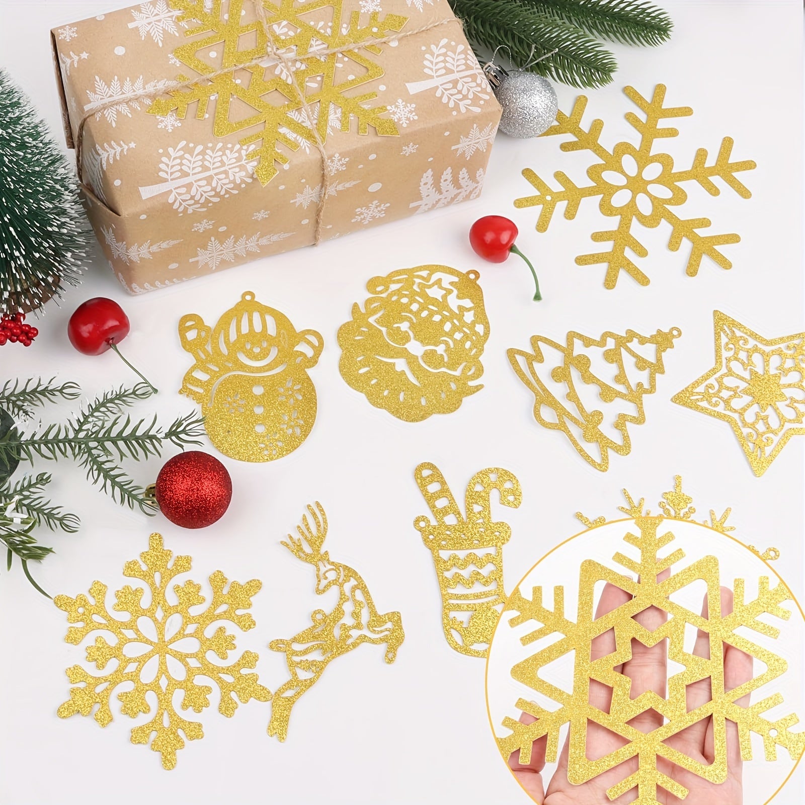 42pcs Christmas Tree Hanging Decorations Santa Elk Snowflake Party Home Decor