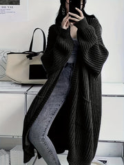 Open Front Loose Knit Cardigan Long Sleeve Sweater