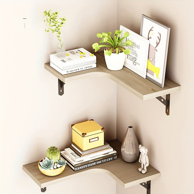 Wooden Wall Corner Shelves Storage Display Stand Home Office Decor