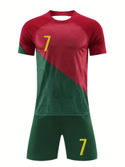 Boys Soccer Sports Outfit - Jersey & Breathable Shorts Set