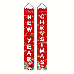 Christmas Porch Banner Sign Decorations Hanging Ornaments Door Decor