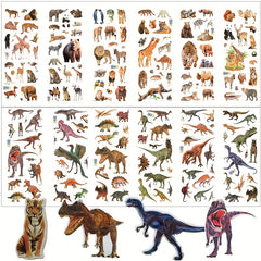 12 Sheets 3D Dinosaur Stickers for Kids - Waterproof DIY Skateboard Wall Decor