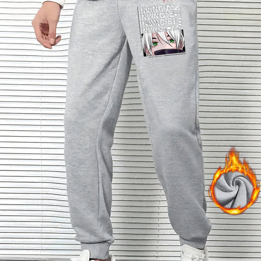 Men's Anime Print Sweatpants Casual Drawstring Joggers For Fall Winter