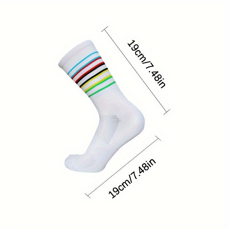 Striped Cycling Socks Men Women Outdoor Sports Running Socks