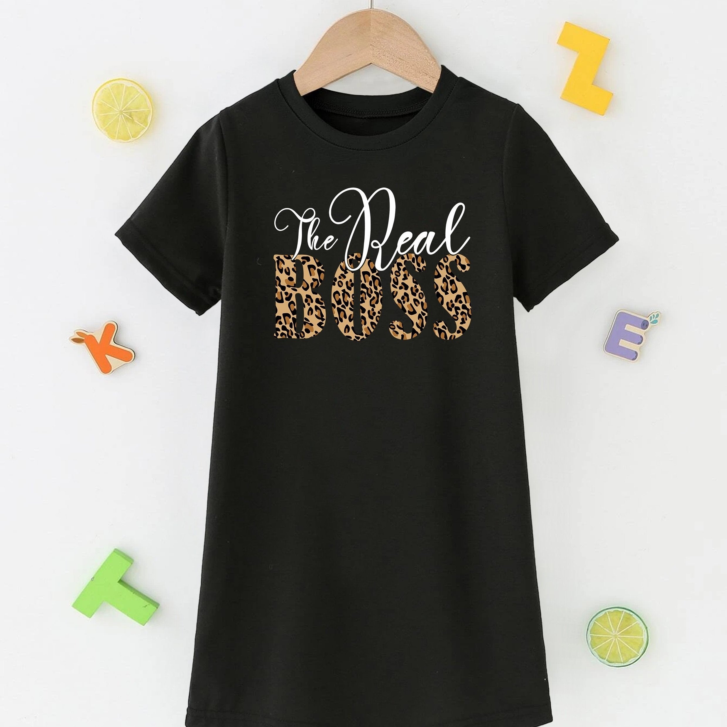 Girls Leopard Print Knit Dress Spring Summer Casual Clothes for Kids Toddlers
