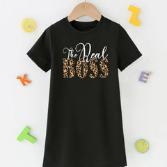 Girls Leopard Print Knit Dress Spring Summer Casual Clothes for Kids Toddlers