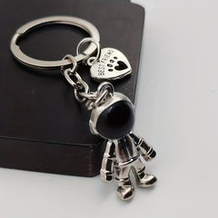Heart Astronaut Keychain Alloy Backpack Purse Charm Key Ring