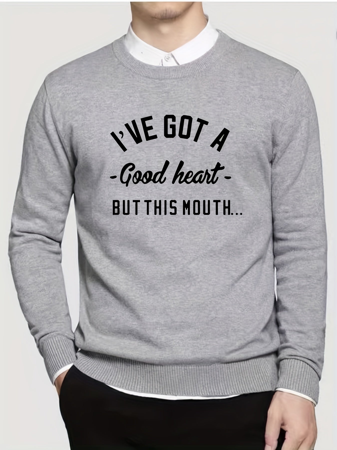 Casual Warm Knitted Sweater Men's Crew Neck Pullover For Fall Winter