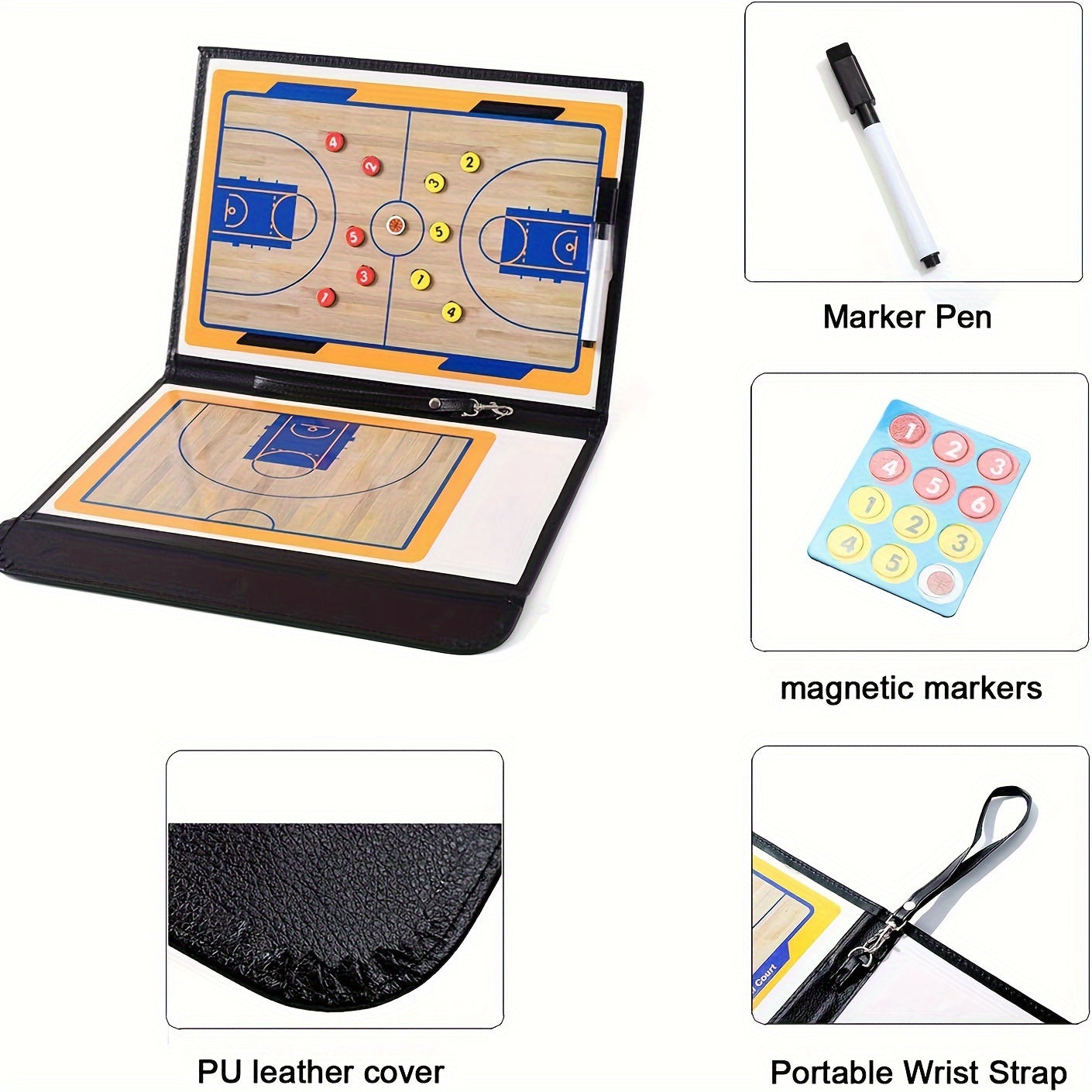 Basketball Coaching Board Magnetic Clipboard Kit Portable Strategy Coach Board