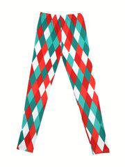 Kid Girls Argyle Print Legging Slim Fit Sports Casual Tight Pants