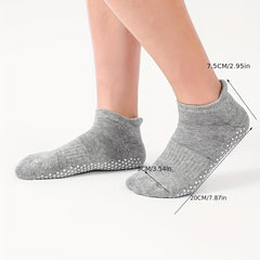 Solid Towel Bottom Yoga Socks Low Cut Non Slip Socks In Pilates Ballet Barre