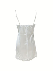 Lace Trim Nightdress V Neck Sleep Dress