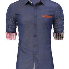 Men's Denim Stripe Lining Button Up Shirt