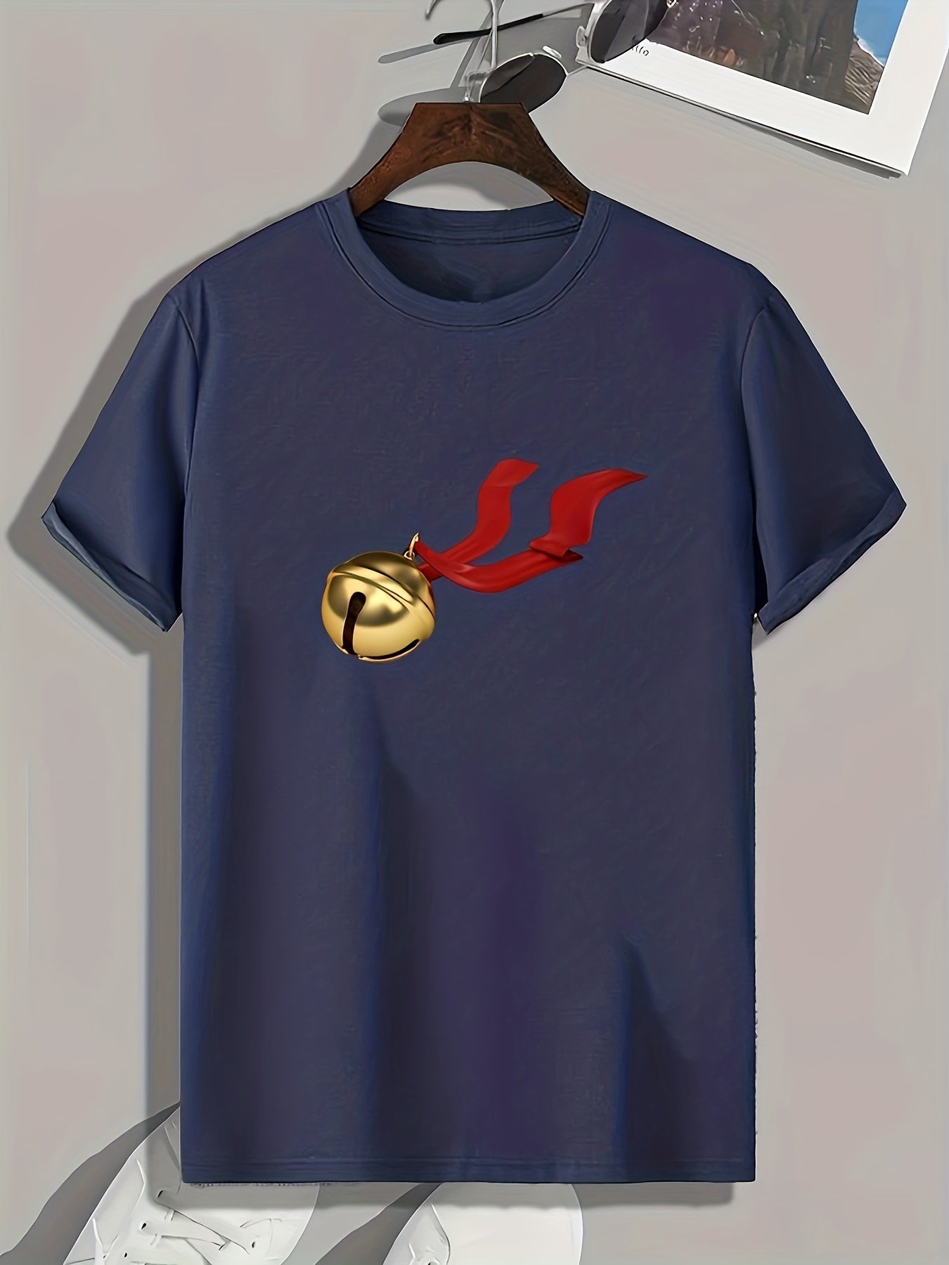 Bell Pattern Print Men's Comfy Sports T-shirt Graphic Tee