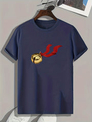 Bell Pattern Print Men's Comfy Sports T-shirt Graphic Tee