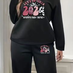 Cowboy Hat Print Fleece Top & Joggers Pajamas 2 Piece Set
