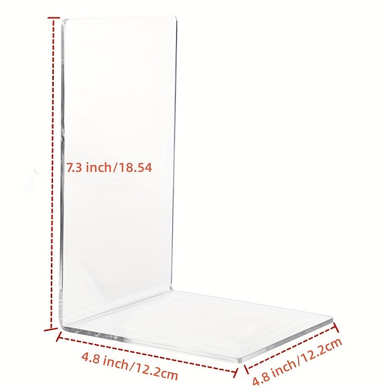 Acrylic Bookends for Shelves Heavy Duty Book Ends and Desktop Organizer