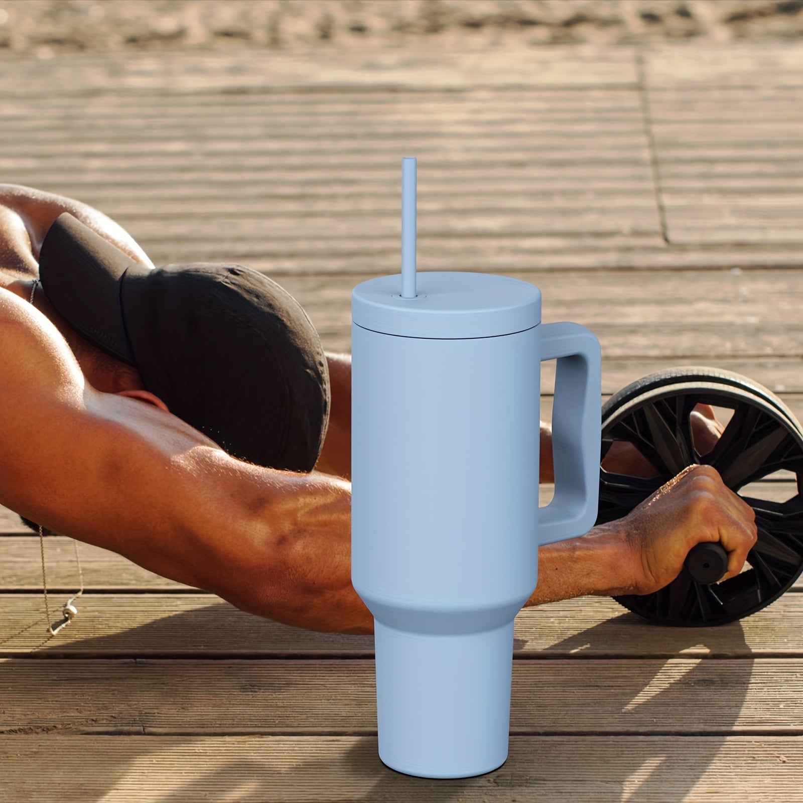 Stainless Steel Tumbler with Straw Lid Handle