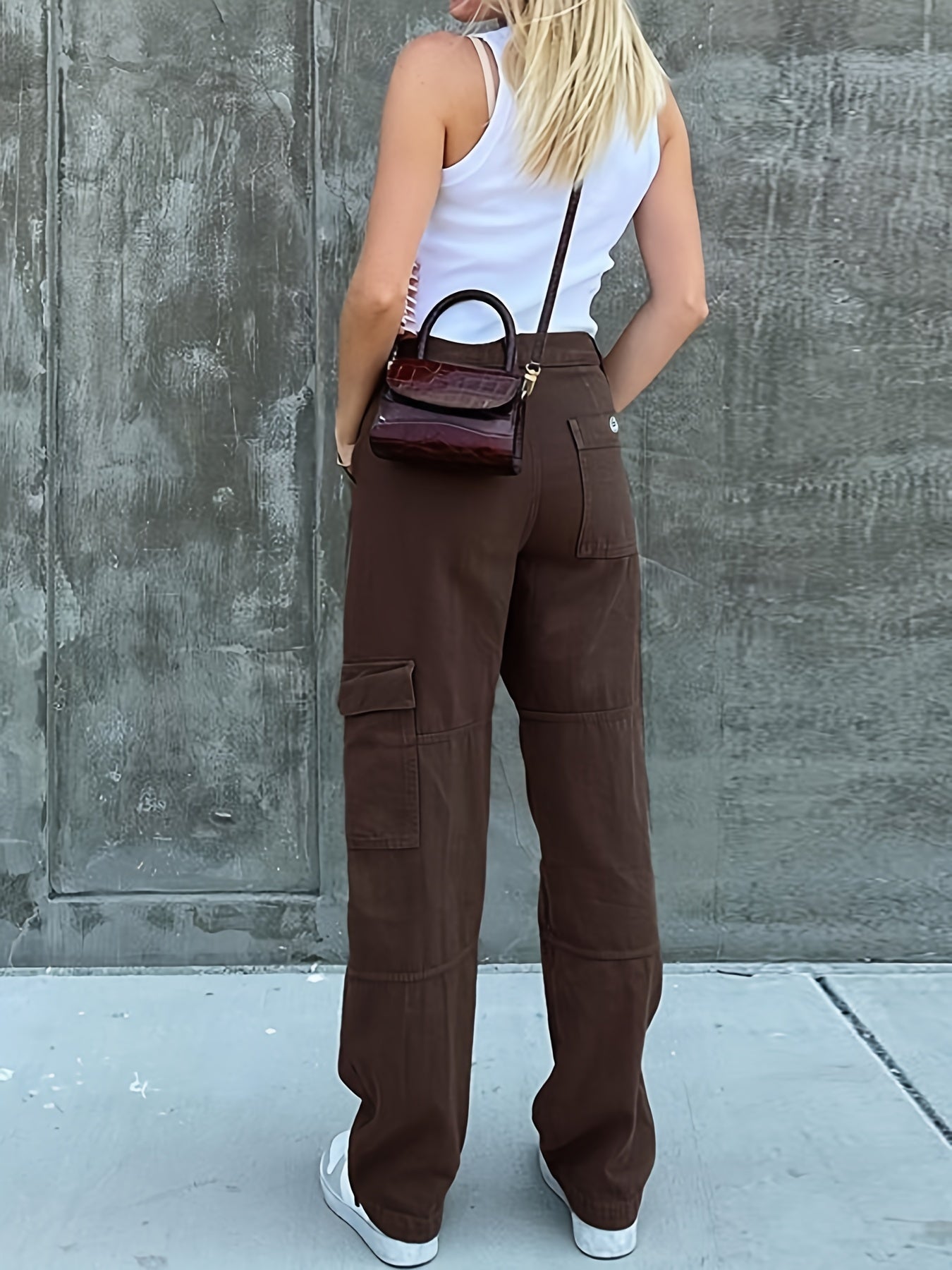 Wide Leg Cargo Denim Jeans Y2K Vintage Style Women's Clothing