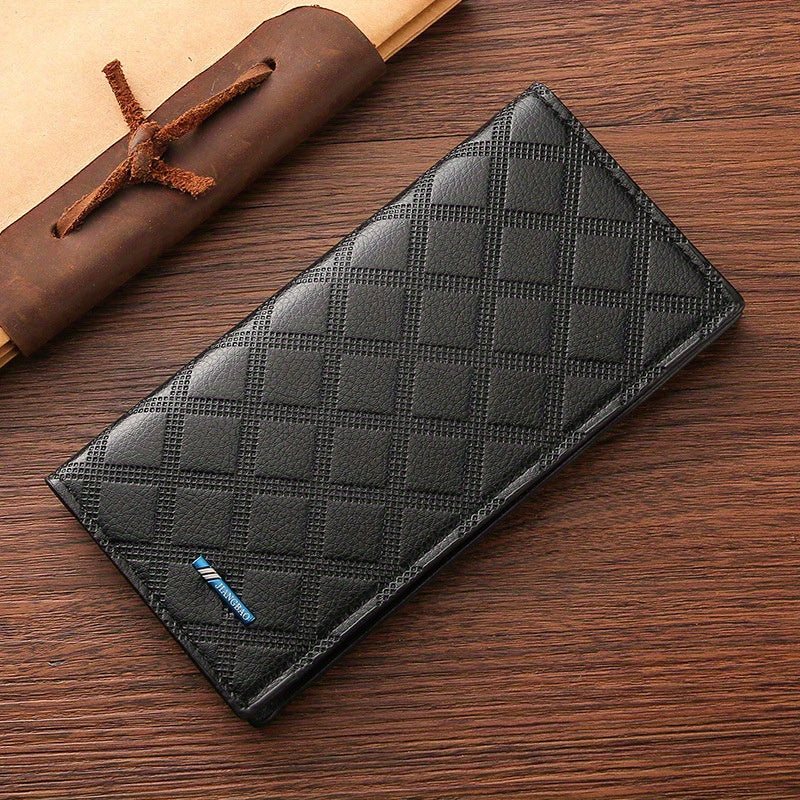 Men's Rhombus Card Thin Leather Wallet Soft Business Jacket