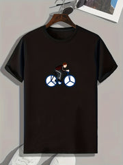 Cycling Boy Print Men's Comfy T-shirt for Outdoor Summer