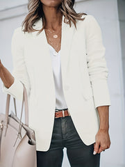 Solid Long Sleeve Blazer Open Front Lapel Blazer