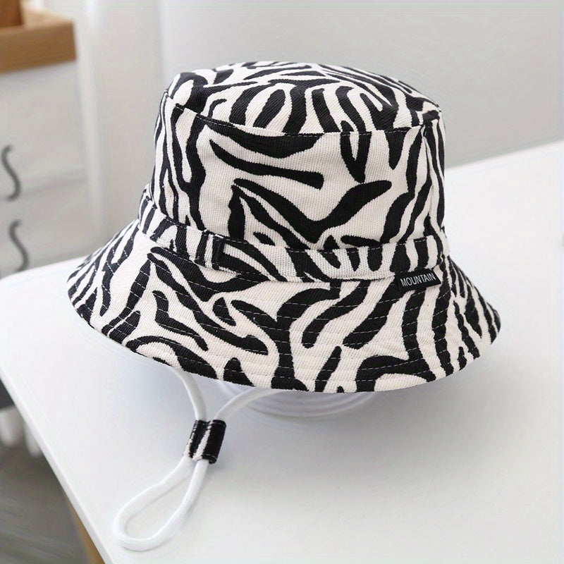 Warm Leopard Print Children's Fisherman Hat for Outdoor Travel