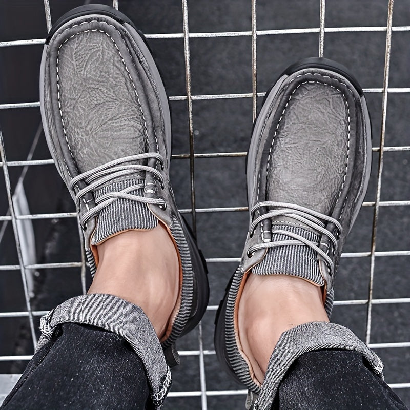 Men's Breathable Moc Toe Lace Walking Shoes