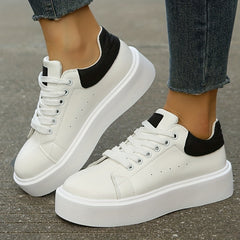 Colorblock Platform Sneakers Casual Lace Up Walking Shoes