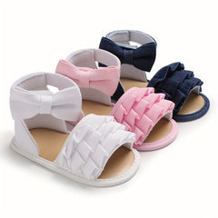 Bowknot Open Toe Sandals For Baby Girls Lightweight Breathable