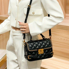 Quilted Crossbody Bag for Women with Detachable Strap