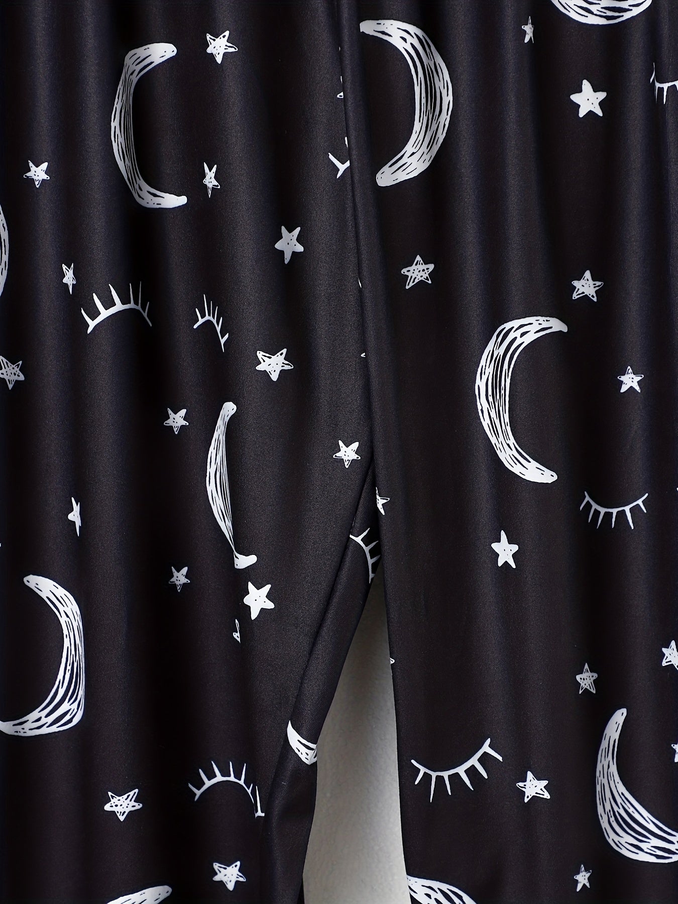 Moon & Star Print Sleep Bottom Cozy Long Pants Women's Loungewear