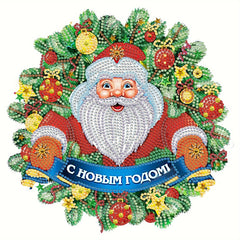 Christmas Wreath Santa Claus Special Shape Diamond Painting Kit