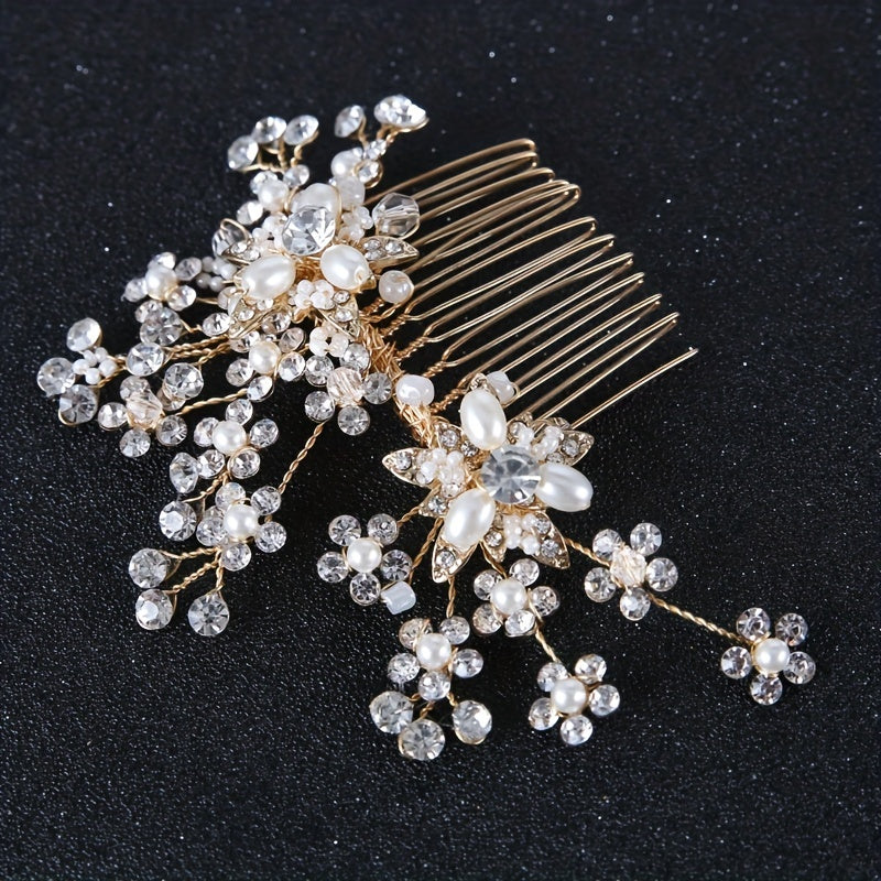 Faux Pearl Crystal Hair Comb Bridal Wedding Hair Accessories